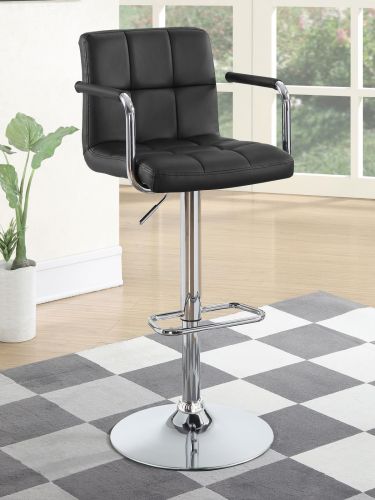 Black and Chrome Adjustable Bar Stool with Arms Black and Chrome Adjustable Bar Stool with Arms