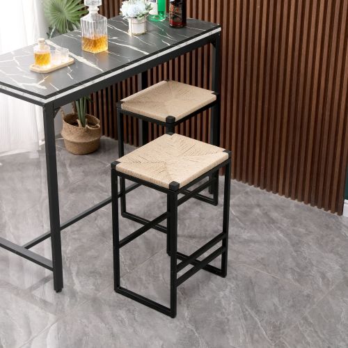 Set of 2 Backless Bar Stools for Kitchen Counter Paper Rope Woven Dining Chairs for Home & Kitchen (Paper Rope Backless) Set of 2 Backless Bar Stools for Kitchen Counter Paper Rope Woven Dining Chairs for Home & Kitchen (Paper Rope Backless)